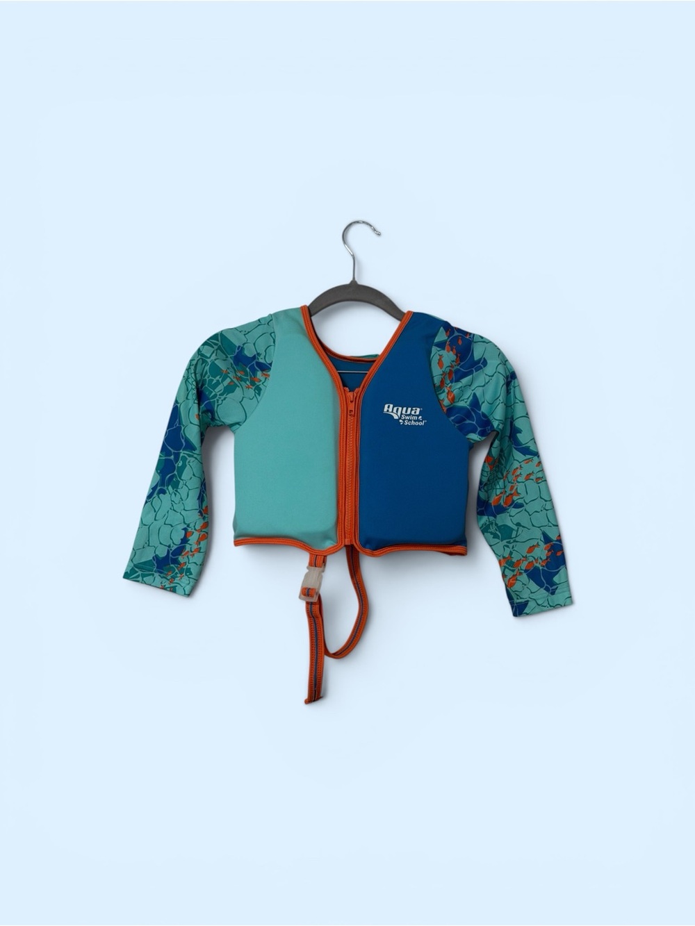 Aqua Sphere Kids' Teal & Blue Long-Sleeve Swim Rashguard with Orange Trim